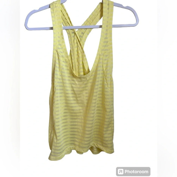 ZYIA Active Yellow Nimbus Split Back Tank Mesh Striped Racerback- Women's XL - Picture 4 of 10
